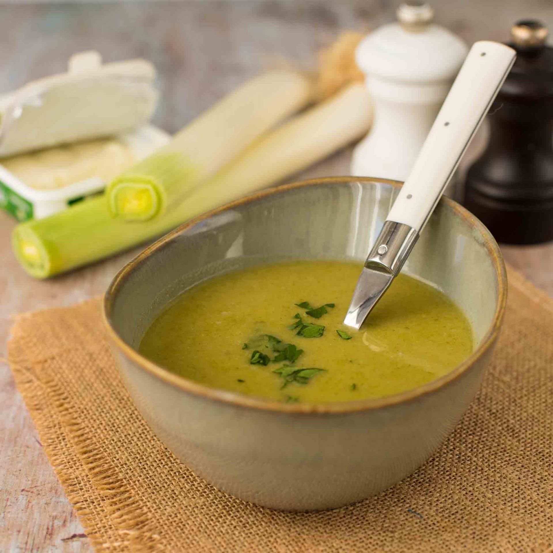 Velouté de poireau au fromage frais (Saint-Moret) - la cerise sur le ...