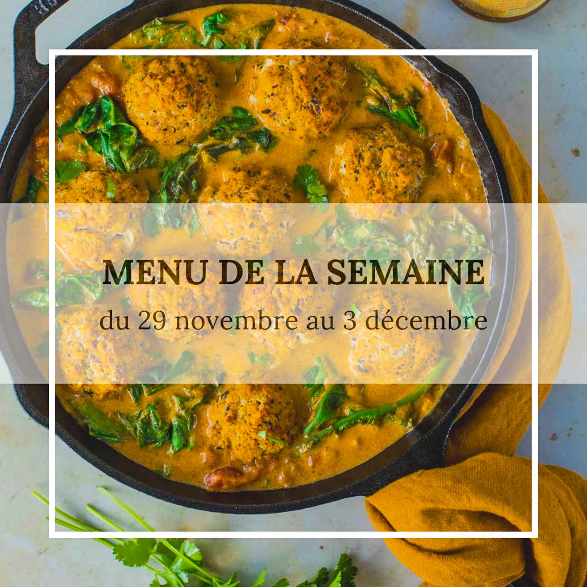 Menu de la semaine du 29 novembre au 3 décembre - La cerise sur le maillot