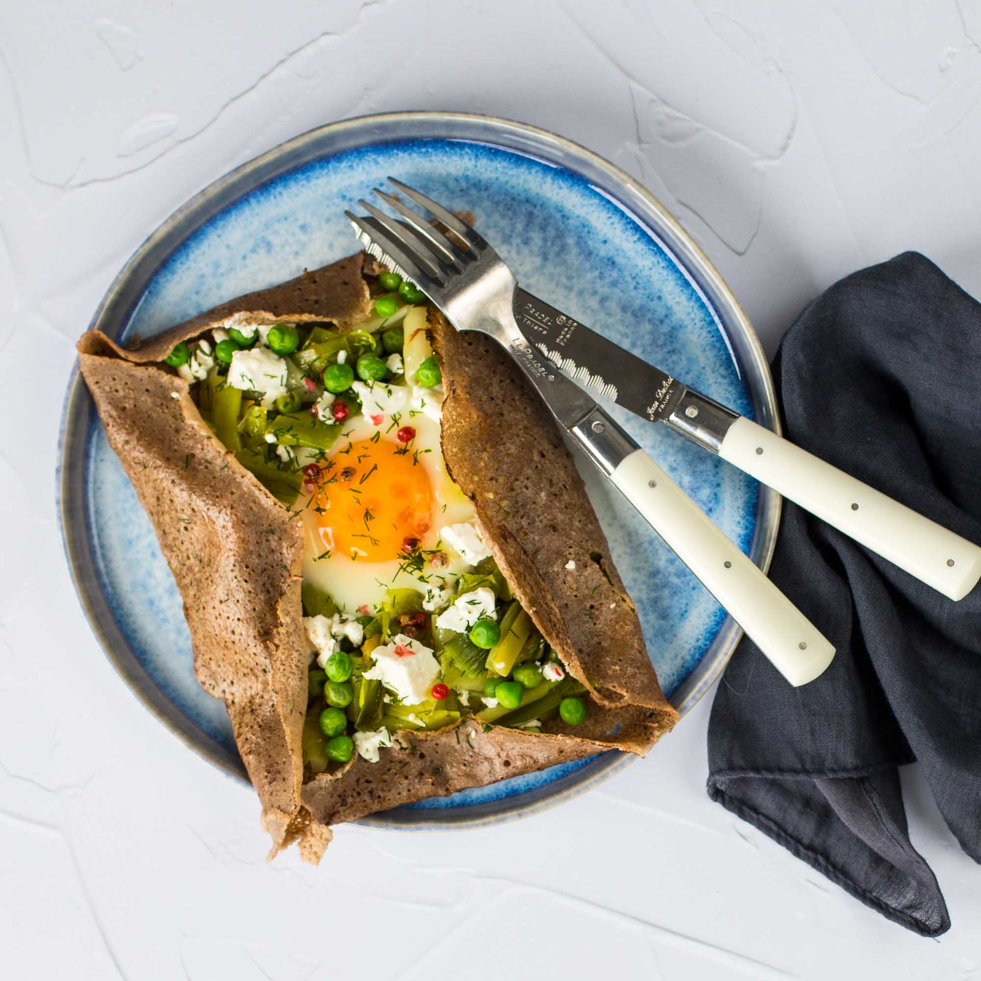 Galette poireaux-petits pois à la feta